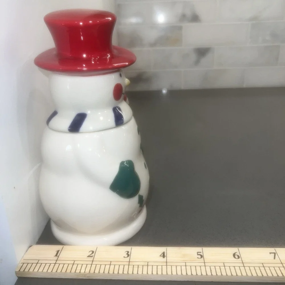 Snowman Mug With Red Hat Lid Temptations Presentable Ovenware By Tara Ceramic